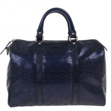 Gucci Blue GG Imprime 'Joy' Medium Boston Bag