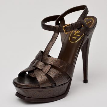 Yves Saint Laurent Bronze Brune Tribute Sandals Size 37.5