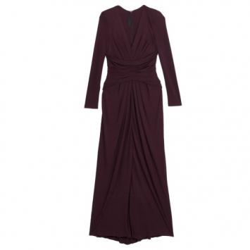 Elie Saab Purple Front-slit Ruched Gown S