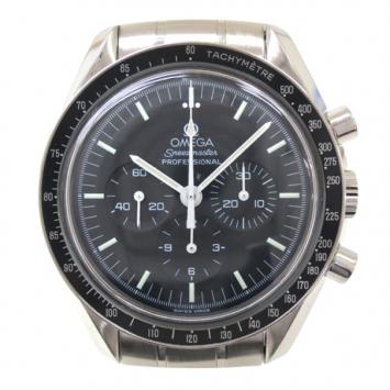 Pre Owned Omega Speedmaster SS Black Professional Mens Wristwatch 