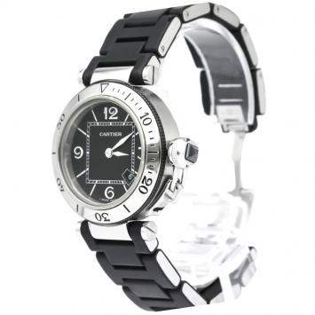 Pre Owned Cartier Black Stainless Steel Pasha Seatimer 3025 Women's Wristwatch 33 mm