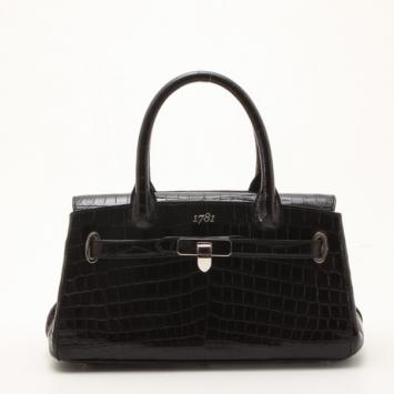 Asprey Black Crocodile '1781 Baby Stretch' Satchel