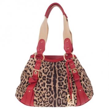 Dolce and Gabbana Leopard Print Canvas Bag