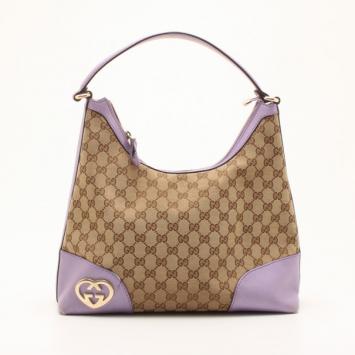 Gucci New Britt Medium Hobo with Purple Trim