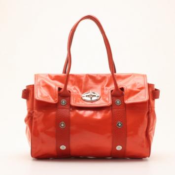 Mulberry Orange Patent Studded Bayswater Bag