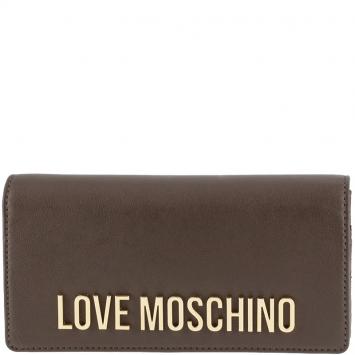 Pre Owned Love Moschino Grey Leather WOC Clutch Bag