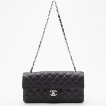 Chanel Black Caviar East West Flap Bag