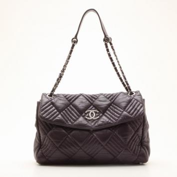 Chanel Purple Bubble Quilted Large Flap Bag