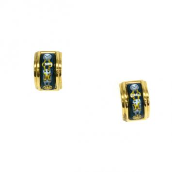 Hermès Blue Enamel Gold Plated Metal Earrings