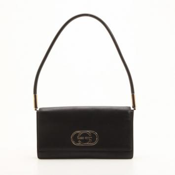 Gucci Vintage Black Leather Shoulder Bag