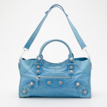 Balenciaga Indigo Blue Giant Silver City Bag