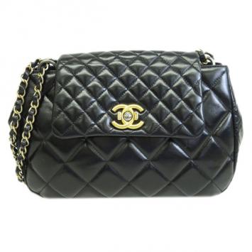Chanel Black Vintage Calfskin Mix East and West Small Accordion Shoulder Bag