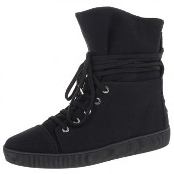 Chanel Black High Top Wedge Sneakers Size 39