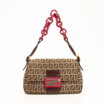 Fendi Zucchino Mini Mama Bag with Pink Trim 