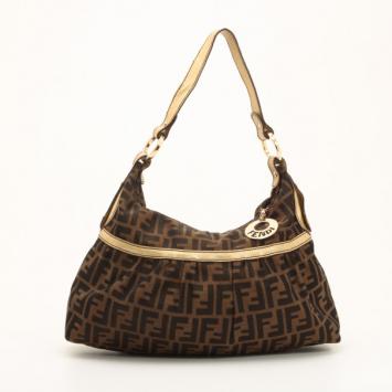 Fendi Zucca Chef Hobo with Metallic Leather Trim