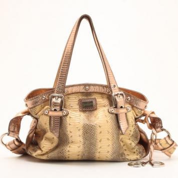 Dolce and Gabbana Python Satchel with Metallic Trim