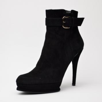 Stuart Weitzman Black Suede Platform Ankle Boots Size 39