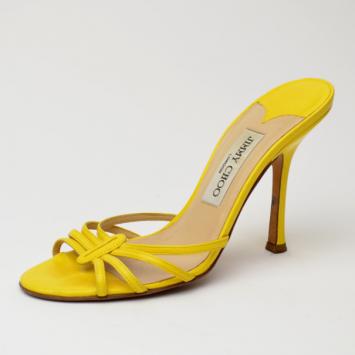Jimmy Choo Yellow Leather Slides Size 38 