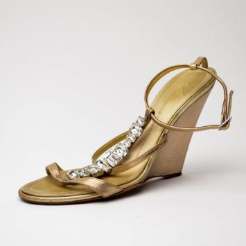 Giuseppe Zanotti Gold Embellished Wedges Size 38