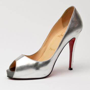 Christian Louboutin Metallic Vendome Peeptoe Pumps Size 37.5
