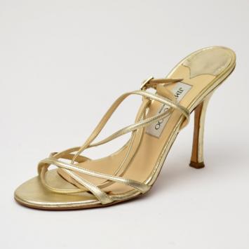 Jimmy Choo Gold Strappy Sandals Size 38.5