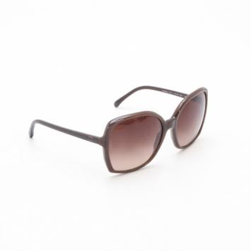 Chanel Brown Oval Plastic Sunglasses 
