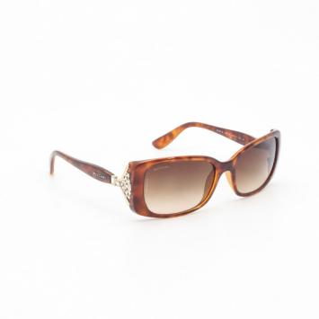 Bvlgari Brown Rectangle Framed Sunglasses with Crystals