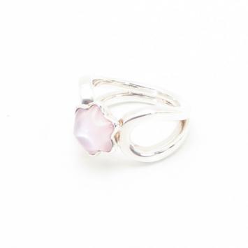 Montblanc Silver & Pink Quartz Cabochon de Montblanc Ring