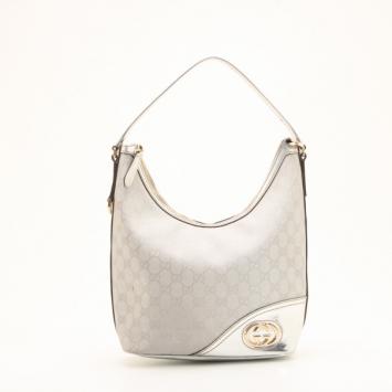 Gucci Silver Monogram 'New Britt' Medium Hobo
