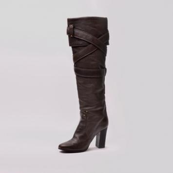 Chloe Brown Leather Knee Length Boots Size 37.5