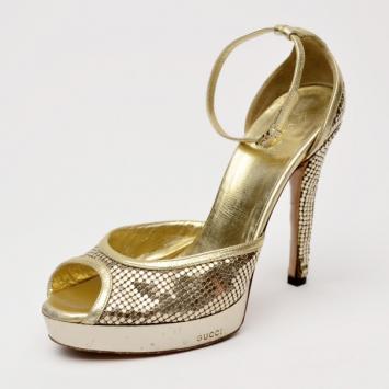 Gucci Metallic Platform Sandals Size 37.5