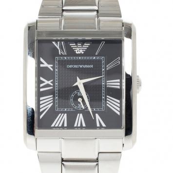 Pre Owned Emporio Armani Black Stainless Steel AR1642 Men's Wristwatch 36MM
