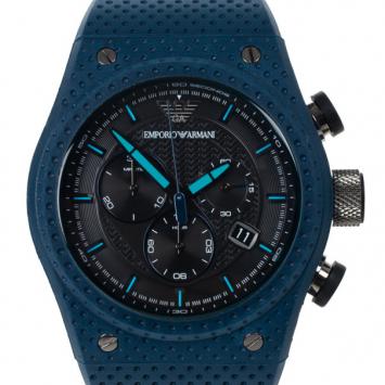 Pre Owned Emporio Armani Black Stainless Steel AR6119 Men's Wristwatch 44MM