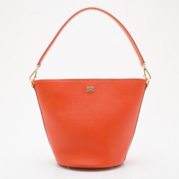 Dolce and Gabbana Orange Leather Bucket Tote