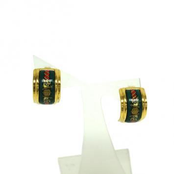 Hermès Green Enamel Gold Plated Metal Earrings