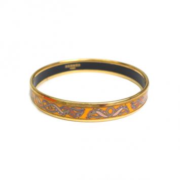 Hermès Yellow Enamel Gold Plated Metal Bangle
