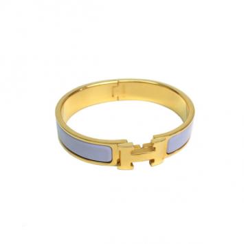 Hermès Clic H PM Gold Plated Light Purple Enamel Bangle