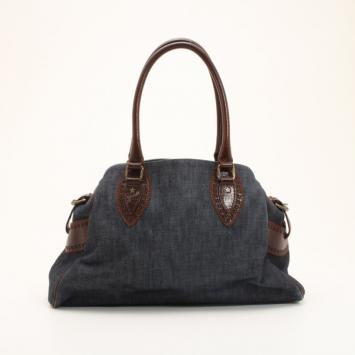 Fendi Denim & Brown Leather Bag Du Jour
