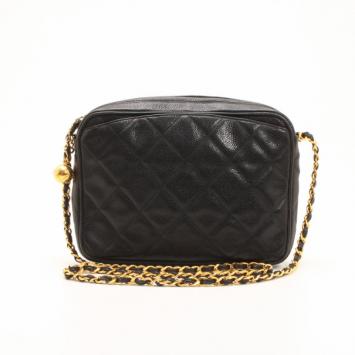 Chanel Black Vintage Quilted Lambskin Tassel Shoulder Bag