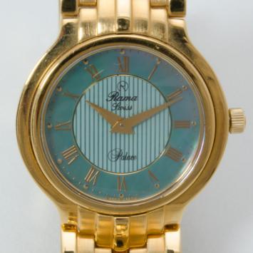Rama Swiss Watch Blue MOP Dial Gold Plated Unisex Wristwatch 