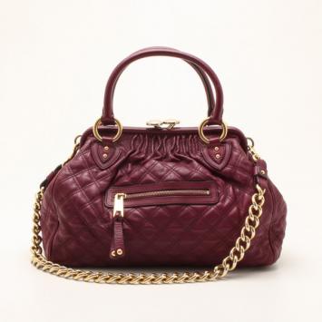 Marc Jacobs Maroon Quilted Leather Stam Satchel