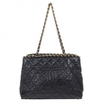 Chanel Black Lambskin Chain Me Tote Bag