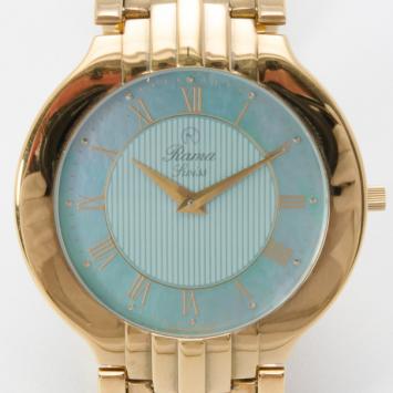 Rama Swiss Watch Blue MOP Dial Gold Plated Ladies Wristwatch