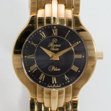 Rama Swiss Watch Palace Black Dial Gold Plated Ladies Wristwatch