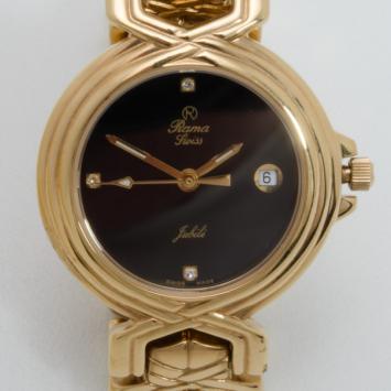 Rama Swiss Watch Jubilee Gold Plated with Date Ladies Wristwatch