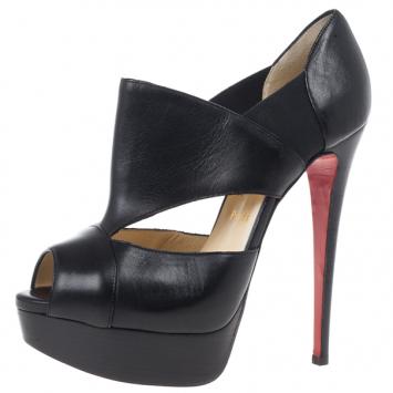Christian Louboutin Black Leather Pitou Ankle Booties Size 38