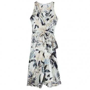 Max Mara Floral Silk Wrap Dress L
