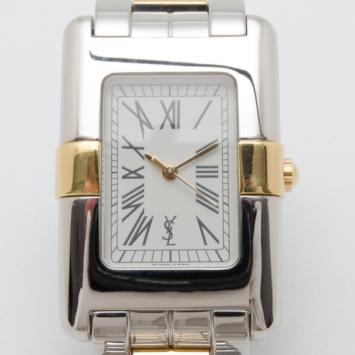 Yves Saint Laurent Rectangular Two Toned Unisex Wristwatch