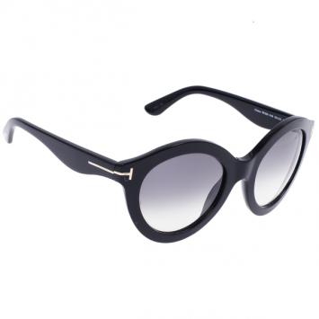 Tom Ford Black Chiara 55mm Round Sunglasses