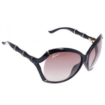 Gucci Black Bamboo Effect Oversize Square Sunglasses